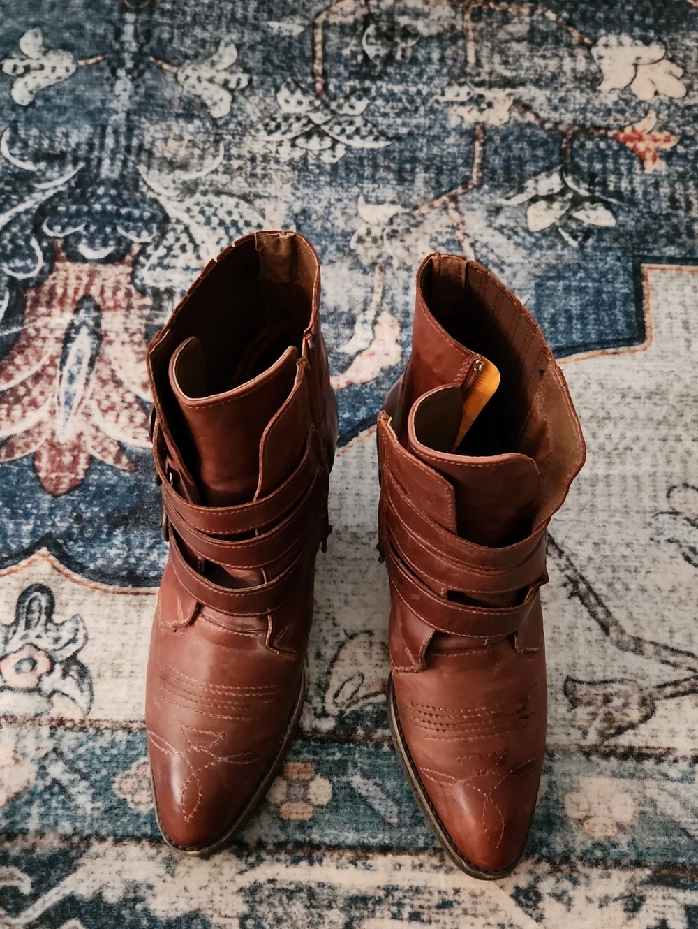 Steve Madden Brown Leather Strapped Ankle Booties